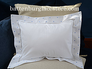 Pillow Sham 12x16.Swiss Polka dot. French Blue color dot.